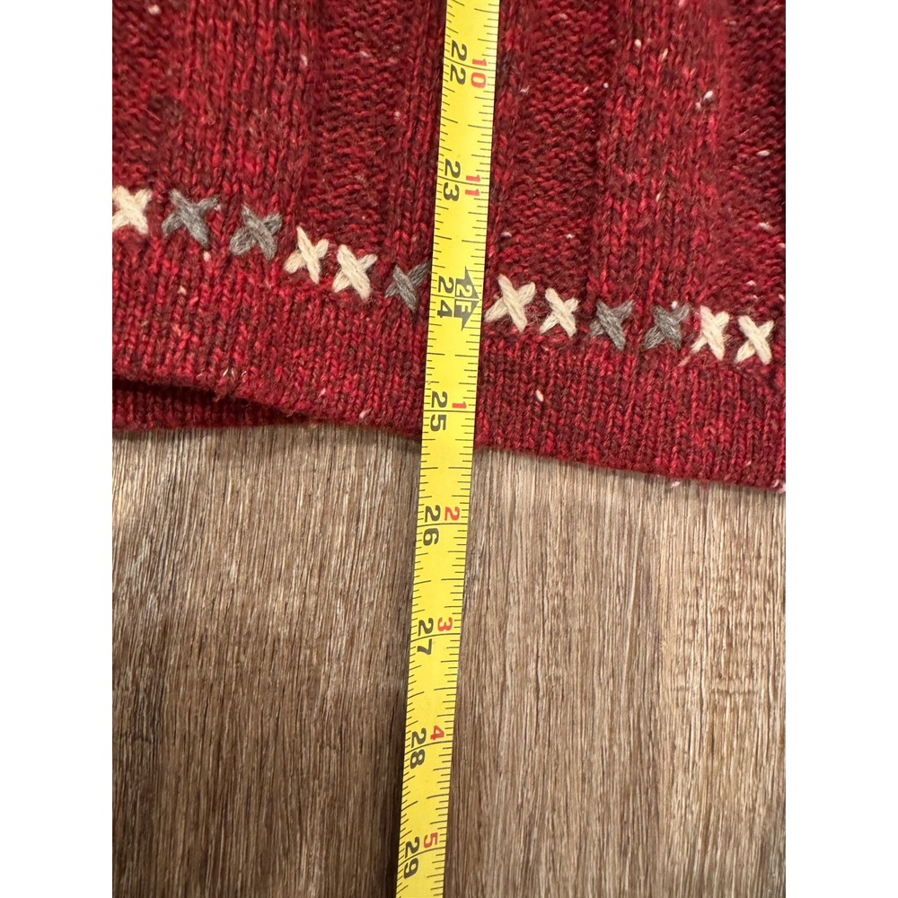 Woolrich Sweater Vest Womens XL Red Knit Full Zip Embroidered Cross Cross Stitch - Picture 3 of 6